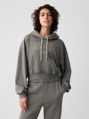 Produktbild von GAP Damen Crop Hoodie Größe S mit Kapuze, Kordelzug, langen weiten Ärmeln und Pattentasche