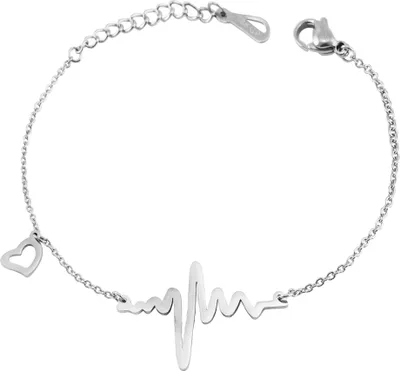 Produktbild von Akzent Ankerarmband aus Edelstahl, Herzanhänger, Herzschlagsymbol