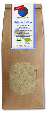 Obrázok produktu pre Zelená káva - VEĽMI JEMNE MLETÉ na smoothie, 100 % Arabica, Honduras, 200 g