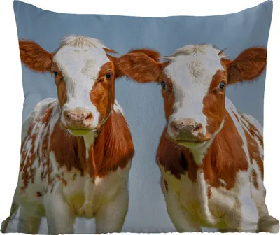 Produktbild von MuchoWow® Outdoor Kissen - Kühe - Himmel - Tiere - Bauernhof - Porträt - 40x40 cm - Wetterfest - Lounge Kissen - Kopfkissen - Interieur - Polster mit Bild