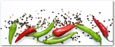 Produktbild von Tulup® Glas-Bild Wandbild aus Glas - 125x50 - Wandkunst - Wandbild hinter gehärtetem Sicherheitsglas - Dekorative Wand für Küche & Wohnzimmer  - Essen & Getränke - Chilischoten - Mehrfarbig