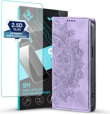 A phone case and screen protector are displayed against a white background.
