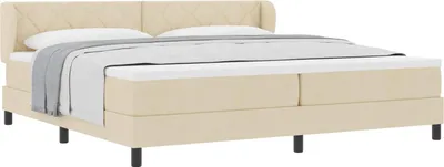 Produktbild von Boxspringbett mit Kopfteil Creme 200 x 200 cm Stoff