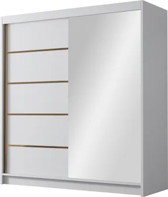 Produktbild von MIRJAN24 Schiebetürenschrank mit Spiegel Bali III, Kleiderschrank mit Kleiderstange, mit zwei Schwebetüren, Garderobe (Farbe: Weiß)