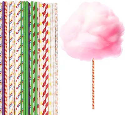 Produktbild von 50 Zuckerwattestäbchen, 30 cm Zuckerwatte Tüten, bunte Bonbonhalter aus Papier, Zubehör für Hochzeitsfeiern und Geburtstagsfeiern