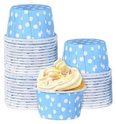 Produktbild von 100 Stück Cupcake Förmchen Mini Papierkuchen Backförmchen 5 x 3,8 x 3 cm Blau