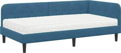 Obrázek produktu pro vidaXL Rohový rám postele modrý 100 x 200 cm samet