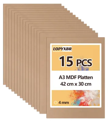 Zdjęcie produktu dla Płyty MDF format A3 - 15 sztuk, idealne do grawerowania laserowego i rękodzieła