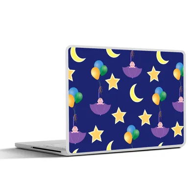 Produktbild von MuchoWow® Laptop Aufkleber Sticker Cover Sterne - Muster - Regenschirm - Geburt 25x18 cm - Laptop-Deko