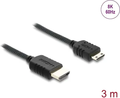 Image de Delock Câble coaxial HDMI haut débit HDMI mâle vers mini HDMI mâle 8K 60 H
