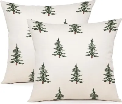Produktbild von Kissenbezug 40x40 2er Set Kissenbezug Weihnachten Kissenbezš¹ge Dekokissen Leinen Kissenhš¹llen fš¹r Deko Weihnachten Sofa Schlafzimmer Couch 40x40 cm