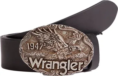 Obrázek produktu pro WRANGLER - Pánský pásek - 100% kůže - Pásek s logem "W Eagle" - Černý