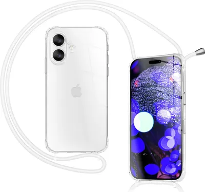 Produktbild von Hülle "Hangit" für iPhone 17 - Klare Schutzhülle mit Band zum Umhängen, 160cm Handy Kette verstellbar - Mondweiß