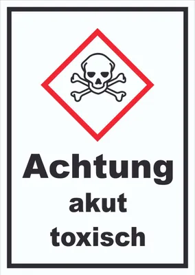 Produktbild von Schild akut toxisch Toxizität Totenkopf hochkant A4 Rückseite selbstklebend