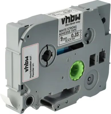 Produktbild von vhbw Schriftband-Kassette kompatibel mit Brother PT H101C, H101GB, H101, H101LB Etiketten-Drucker 8m x 9mm Schwarz auf Weiß, Extra Stark, Laminiert