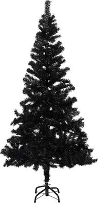 Produktbild von vidaXL Künstlicher Weihnachtsbaum Beleuchtung & Kugeln Schwarz 150 cm