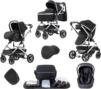 Obrázek produktu pro Kočárek, vysoká opěrka zad, kompaktní design, 808C-ČERNÁ