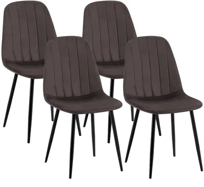 Produktbild von CLP 4er Set Esszimmerstühle Baxter Samtbezug gepolstert mit Rückenlehne bis 150 kg braun