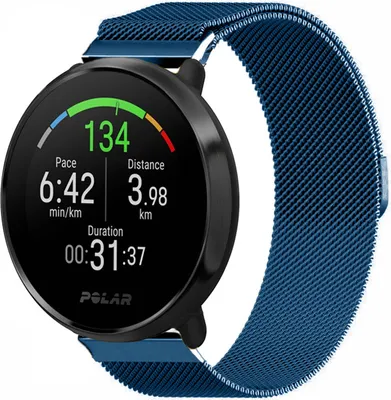 Produktbild von Strap-it Milanese Armband - Kompatibel mit Polar Vantage M Armband Ersatzarmband Edelstahl Armband mit Magnetverschluss Sportuhr zubehör für smartwatch 22mm Armband Blau