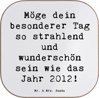 Produktbild von Mr. & Mrs. Panda Tassenuntersetzer Spruch 2012 Geburtstag - Weiß - Geschenk, Glückwunsch, Coaster, Wünsche, Tischuntersetzer, Geburtsjahr, Untersetzer für Gläser, Alter