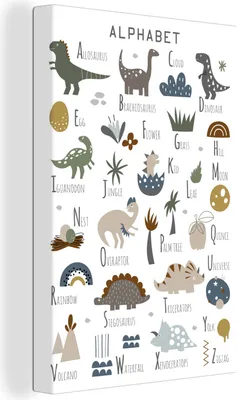 Produktbild von OneMillionCanvasses® - Leinwandbilder - 90x140 cm, Dinosaurier - Kinderzimmer - Tyrannosaurus - Jungen - Mädchen - Kinder, Wandbilder Kunstdruck Wanddekoration - Wandschmucke - Schlafzimmer