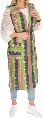 Produktbild von Reißverschluss Kittel RV Hauskleid Baumwolle Schürze Kochschürze, Farbe:Grün, Größe:34