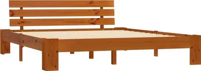 Image de vidaXL Lit en bois massif pin brun miel 180x200 cm