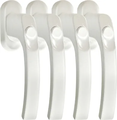 Produktbild von Fenstergriff Sets FG 6 Weiss mit Druckknopf 4 Stück Fensterbeschlag Fenstergriffe