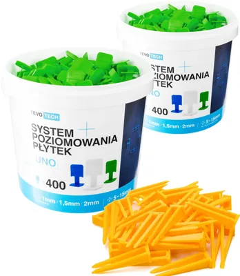Produktbild von TEVOTECH Fliesennivelliersystem Set mit Clips und Keilen, Fuge 2,0mm