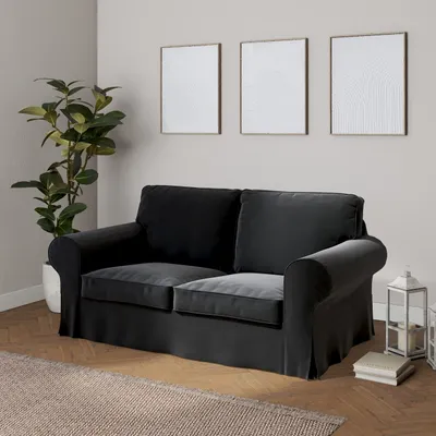 Produktbild von Dekoria Bezug für Ektorp 2-Sitzer Schlafsofa NEUES Modell, schwarz, Sofabezug für  Ektorp 2-Sitzer ausklappbar, neues Modell