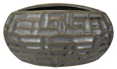 Keramik-Tischvase oval 11x21x8 cm grau Art déco