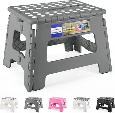 Produktbild von Tritthocker Klappbar Klapphocker Faltbar Höhe 23cm für Kinder und Erwachsene Bade Küchen - Grau