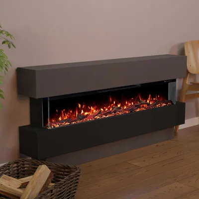 Produktbild von Glow Fire Elektrokamin 'Clear Standkamin 50' | Multicolor LED Wandkamin mit Heizung in grau (1800W) | HxBxT: 69x149x21 cm