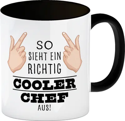 Produktbild von So sieht ein richtig cooler Chef aus Kaffeebecher Schwarz für die Arbeit