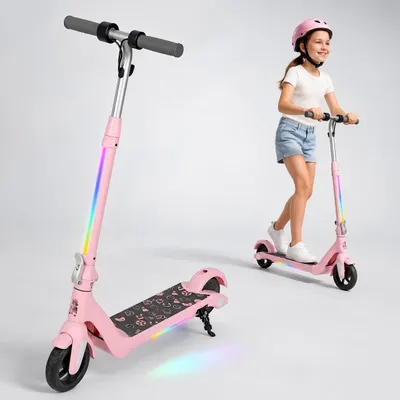 Produktbild von Elektroscooter Rosa Für Kinder, 15km/h, Kinderroller Alter 6-12, Klappbar, E Scooter Cityroller 7 km LED-Anzeige Kinder Elektroroller Upgraded Version