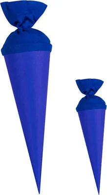 Produktbild von itenga Bastelschultüte 70cm und Geschwister 35cm mit Filzverschluss BLAU Set