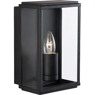 Immagine prodotto di Box applique da esterno angolare nero 1 luce rustica E14