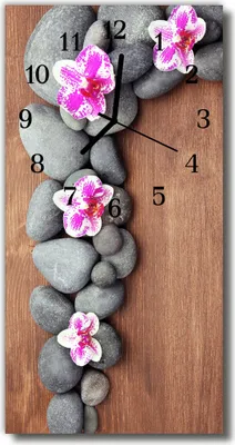 Produktbild von Tulup Glasuhr Wanduhr Küchenuhr Echt-Glas 30x60 Orchidee Steine Mehrfarbig