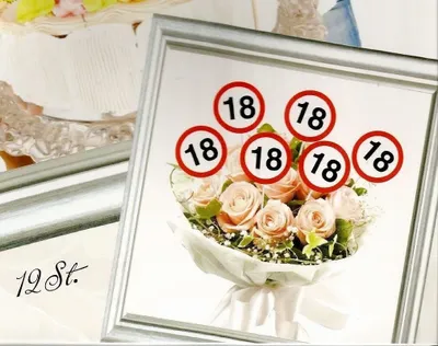 Produktbild von 12er SET MINI SCHILDER L: 26,5 cm D:9,5 cm 18.GEBURTSTAG MOTIV : VERKEHRSSCHILD