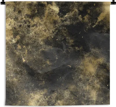 Produktbild von MuchoWow® Wandteppich Wandbehang Abstrakt - Gold - Schwarz 120x120 cm Tapisserie Dekoration Wandtuch - Modern - Baumwollgewebe