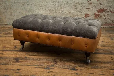 Obrázok produktu pre Taburetka Okrúhla taburetka Čalúnená taburetka Sedačka Taburetka Chesterfield Nová
