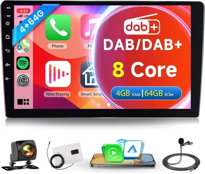Image de Autoradio Android – Système multimédia 2-DIN avec écran tactile de 9 pouces et Apple CarPlay sans fil