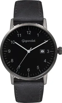Produktbild von Gigandet Quarzuhr Datumsanzeige Edelstahl Lederband Schwarz Minimalism - G26-004