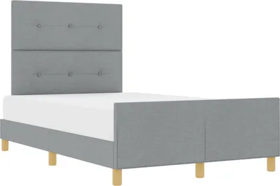 Image de vidaXL Cadre de lit avec tête de lit gris clair 120 x 190 cm Tissu