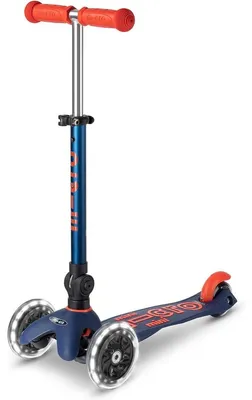Image de Micro Trottinette 3 Roues Mini Micro Deluxe Bleu Marine Pliable LED