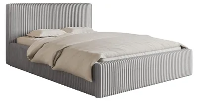Produktbild von Selsey Doppelbett Tilio - Polsterbett mit Bettkasten, Breitcord-Bezug in Hellgrau, 180 cm