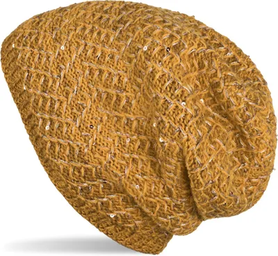 Produktbild von styleBREAKER Damen Strick Beanie Mütze mit Pailletten und Thermo-Fleece Futter, Winter Slouch Beanie 04024168