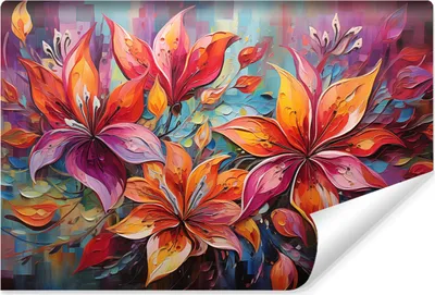 Produktbild von Muralo Vlies Fototapete für Wohnzimmer bunte BLUMEN Pflanzen Abstraktion Malarei Moderne Kunst Br. 254cm x Hö. 184cm
