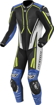 Zdjęcie produktu dla Berik Adria-X 1-częściowy skórzany kombinezon motocyklowy, czarny/biały/niebieski/żółty, 50