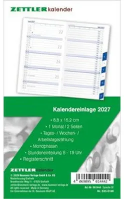 Produktbild von Kalenderersatzeinlage TP 1M/2S Registerschnitt 2027